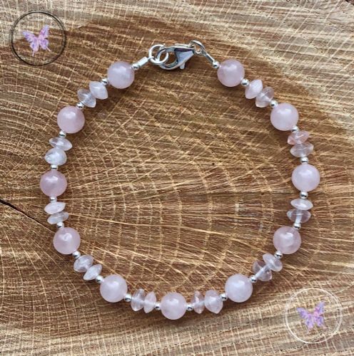 Rose Quartz & Silver Bead Bracelet